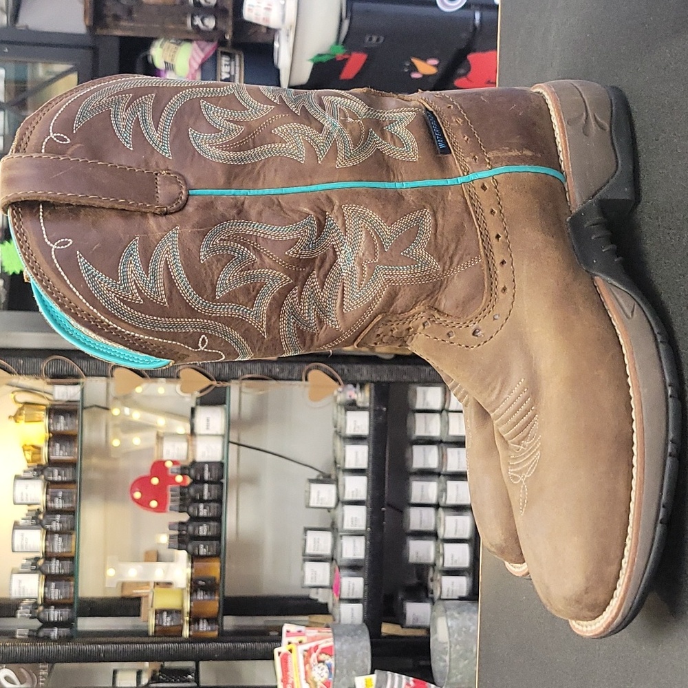 Teal blue 8.5 shyanne cowboy boots with rubber souls.